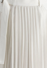 Sacai Pleated Midi Skirt with Belt White 25-07718151_77719