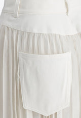 Sacai Pleated Midi Skirt with Belt White 25-07718151_77719