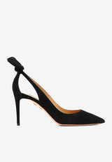 Aquazzura Bow Tie 85 Suede Pumps Black DENMIDP0SUE000_77960