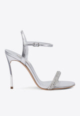 Casadei Julia 100 Leather Stiletto Sandals Silver 1L304J100MC2646A905_77916