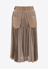 Sacai Pleated Midi Skirt with Belt Beige 25-07718651_77864