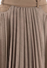 Sacai Pleated Midi Skirt with Belt Beige 25-07718651_77864