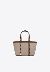 Valentino Rockstud Canvas Tote Bag 6W2B0R05QCERDV_77973