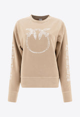 PINKO Mindelo Maxi Love Birds Print Sweatshirt Beige 104618A2CVC36_78125