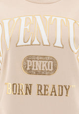 PINKO Adventure Printed Sweatshirt Beige 104618A2CZC03_78112