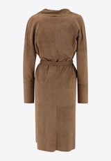 Salvatore Santoro Suede Belted Long Coat Sand 48087-DSAND_78104