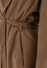 Salvatore Santoro Suede Belted Long Coat Sand 48087-DSAND_78104