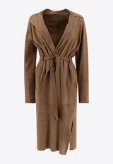 Salvatore Santoro Suede Belted Long Coat Sand 48087-DSAND_78104