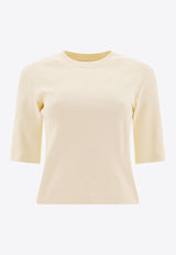 Sandbeige Logo-Embroidered Crewneck T-shirt SBB2TS12ACIVORY_78130