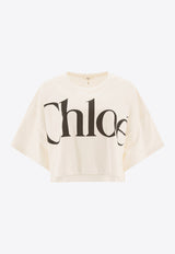 Chloé Maxi Logo Cropped T-shirt White 24AJH09183101_78344