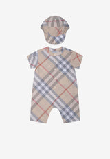 Burberry Kids Babies All-Over Check Onesie Gift Set - Set of 2 Beige 8100701_78350