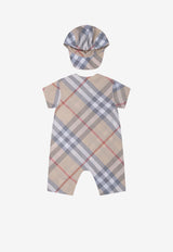 Burberry Kids Babies All-Over Check Onesie Gift Set - Set of 2 Beige 8100701_78350