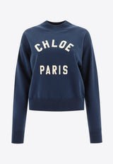 Chloé Logo Crewneck Sweatshirt Blue 24AJH121924C6_78410