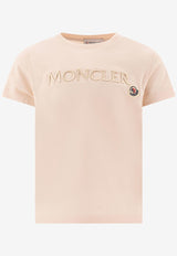 Moncler Kids Boys Logo Embroidered T-shirt Pink 8C00013-89AT951N_78387