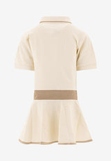 Moncler Kids Girls Logo Jacquard Polo Dress Beige 8I00001-899YV050_78305