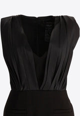 Max Mara Pianoforte Vittor V-neck Mini Dress Black 2511221064600VITTOR004_78608