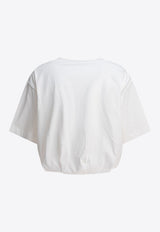 PINKO Logo Embroidered Cropped T-shirt White 104257A2F8Z05_78676