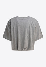 PINKO Logo Embroidered Cropped T-shirt Gray 104257A2F8I42_78708