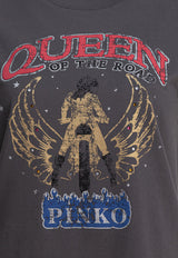 PINKO Queen Printed T-shirt Gray 104603A2DAI63_78744