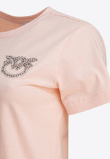 PINKO Embellished Love Birds T-shirt Pink 103320A2G7N38_78788