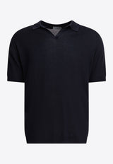 John Smedley Noah V-neck Polo T-shirt Blue NOAHNAVY_78923