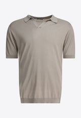John Smedley Noah V-neck Polo T-shirt Gray NOAHPARCHMENT_78920