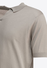 John Smedley Noah V-neck Polo T-shirt Gray NOAHPARCHMENT_78920
