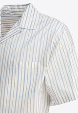 Alexander McQueen Logo Striped Short-Sleeved Shirt 828641QNAA49216_79109