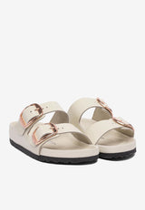 Birkenstock Arizona Big Buckle Patent Leather Sandals Beige 1027850ECRU_79076