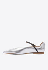 Lella Baldi Théa Laminated Leather Ballet Flats Silver LE2501NAPPAARGENTO/NERO_79043