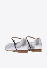 Lella Baldi Théa Laminated Leather Ballet Flats Silver LE2501NAPPAARGENTO/NERO_79043