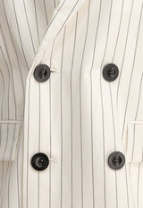 Sacai Pinstripe Double-Breasted Blazer White 25-07796817_79034