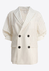 Sacai Pinstripe Double-Breasted Blazer White 25-07796817_79034