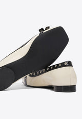 GANNI Eyelets Bow Ballet Flats S2929135_79246 White