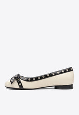 GANNI Eyelets Bow Ballet Flats S2929135_79246 White