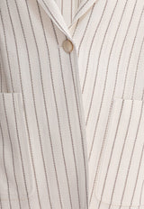 Max Mara Jadi Single-Breasted Striped Blazer White 2511911022600JADI001_79258