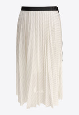 Sacai Stripe Pleated Midi Skirt with Belt White 25-07803817_79241