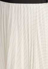 Sacai Stripe Pleated Midi Skirt with Belt White 25-07803817_79241