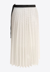 Sacai Stripe Pleated Midi Skirt with Belt White 25-07803817_79241