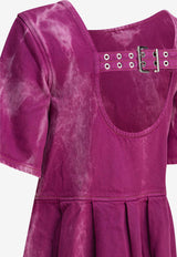 GANNI Overdyed Denim Open-Back Midi Dress Purple J1672088_79282