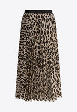 Sacai Leopard Print Pleated Midi Skirt Beige 25-07904051_79753