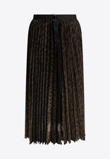Sacai Leopard Print Pleated Midi Skirt Brown 25-07904601_79717