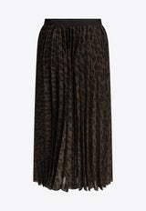 Sacai Leopard Print Pleated Midi Skirt Brown 25-07904601_79717