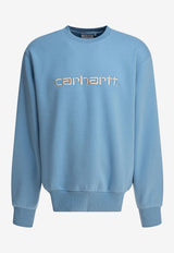 Carhartt Wip Logo Embroidered Crewneck Sweatshirt Light Blue I0305462QK.XX_80009