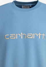 Carhartt Wip Logo Embroidered Crewneck Sweatshirt Light Blue I0305462QK.XX_80009