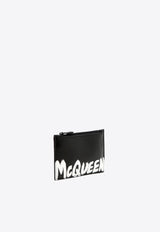Alexander McQueen Graffiti Logo Print Leather Cardholder Black 6831171NT0B1070_80015
