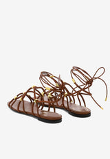 Valentino Rockstud Gladiator Leather Flat Sandals Brown 2W2S0GG6XLXL94_79922