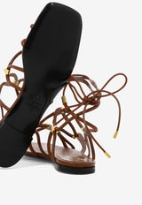 Valentino Rockstud Gladiator Leather Flat Sandals Brown 2W2S0GG6XLXL94_79922