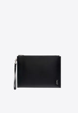 Saint Laurent Cassandre Leather Pouch Black 6838271JB0E1000_80039