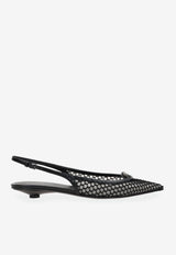Valentino VLogo Moon Mesh Slingback Flats Black 4W0S0IY1TKJ0NO_80051